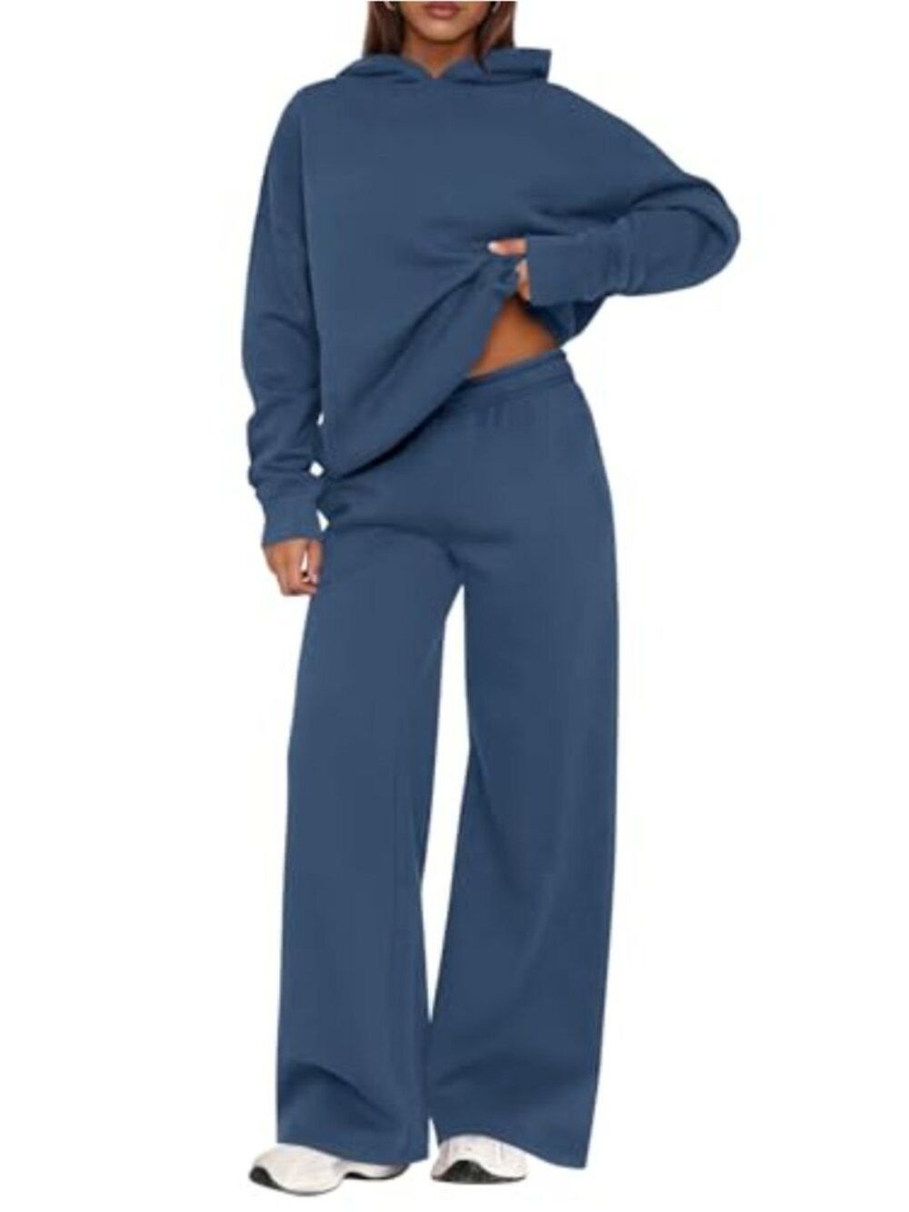 2 Piece Lounge Set Women's Matching Sweatsuit Hoodie Wide Leg Pants